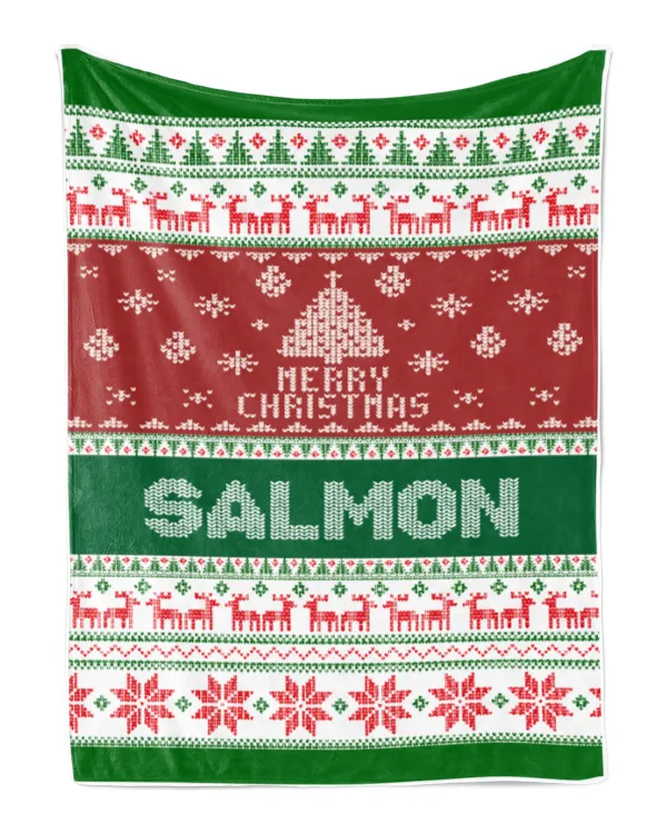 Merry Christmas Fleece Blanket, Personalized Christmas Blanket Gifts for Fbus02633 Salmon XMASBL01