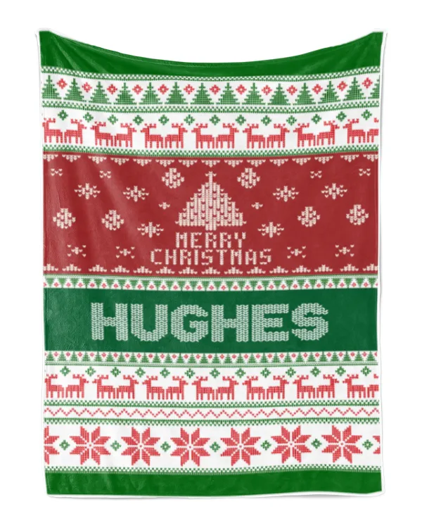 Merry Christmas Fleece Blanket, Personalized Christmas Blanket Gifts for Fbus02447 Hughes XMASBL01