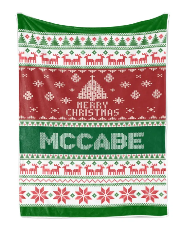 Merry Christmas Fleece Blanket, Personalized Christmas Blanket Gifts for Fbus02183 Mccabe XMASBL01