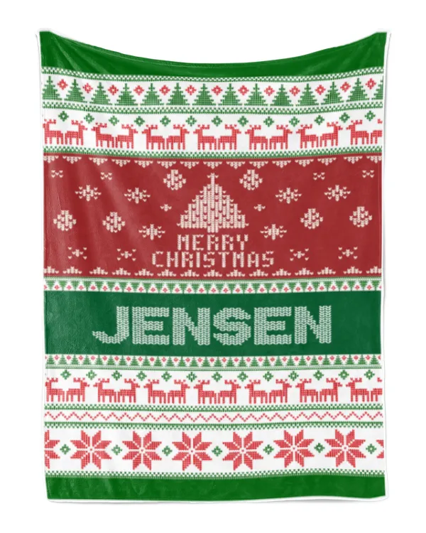 Merry Christmas Fleece Blanket, Personalized Christmas Blanket Gifts for Fbus02125 Jensen XMASBL01