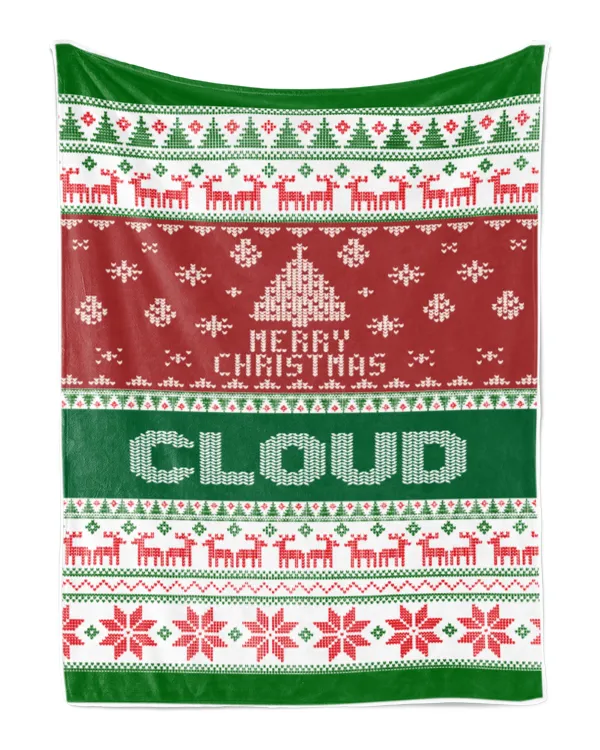 Merry Christmas Fleece Blanket, Personalized Christmas Blanket Gifts for Fbus01599 Cloud XMASBL01