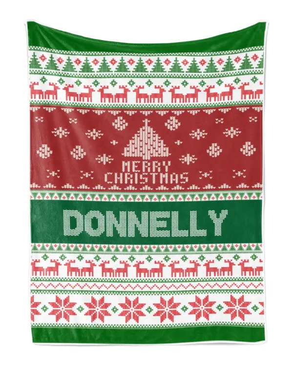 Merry Christmas Fleece Blanket, Personalized Christmas Blanket Gifts for Fbus04206 Donnelly XMASBL01