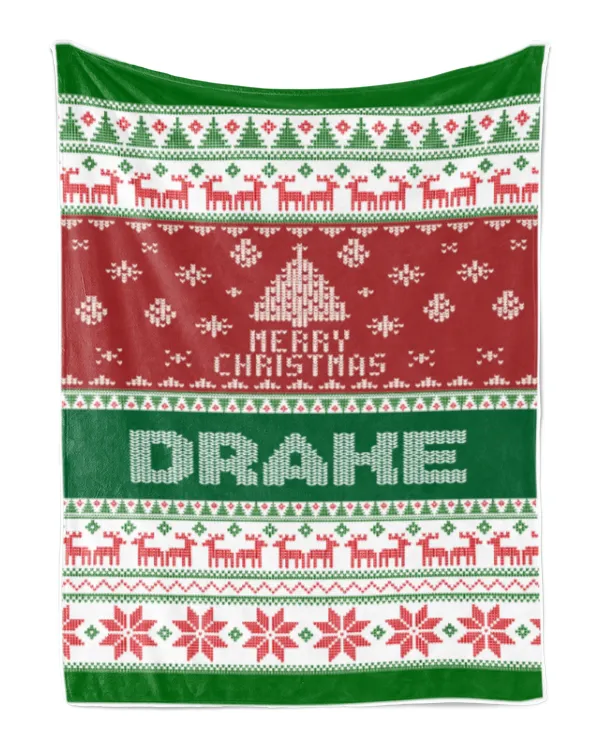 Merry Christmas Fleece Blanket, Personalized Christmas Blanket Gifts for Fbus01205 Drake XMASBL01