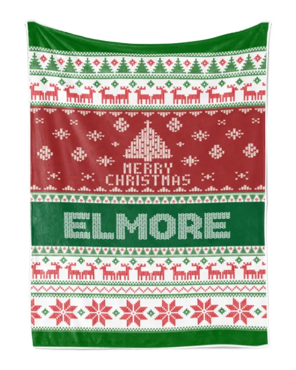 Merry Christmas Fleece Blanket, Personalized Christmas Blanket Gifts for Fbus02681 Elmore XMASBL01