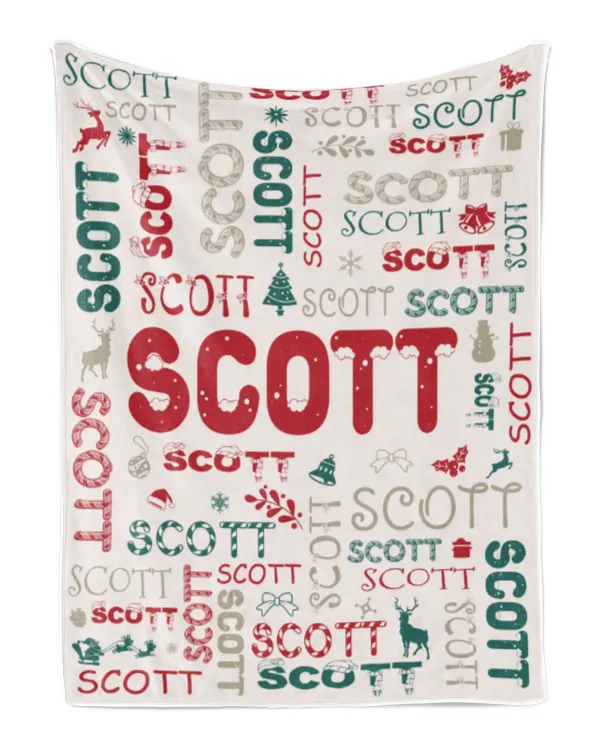 Personalized Christmas Blanket with Name, Custom Name Blanket for Baby, Custom Blanket with Christmas Tree, Christmas Gift for Fbus01466 Scott XMASBL02