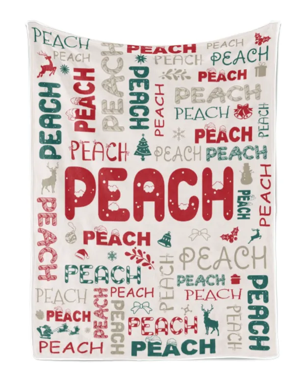 Personalized Christmas Blanket with Name, Custom Name Blanket for Baby, Custom Blanket with Christmas Tree, Christmas Gift for Fbus08225 Peach XMASBL02