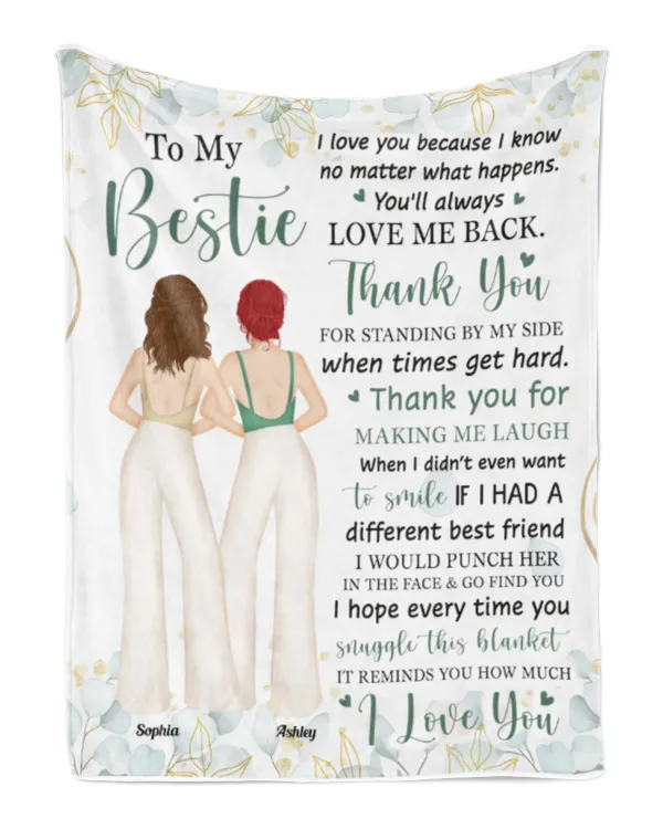 Thank You For Standing By My Side When Times Get Hard - Personalized Blanket - Birthday Gift For Friends, Besties, Bff, Best Friends, Soul Sisters, Sistas, Gift For Sister, Gift Idea For Sister
