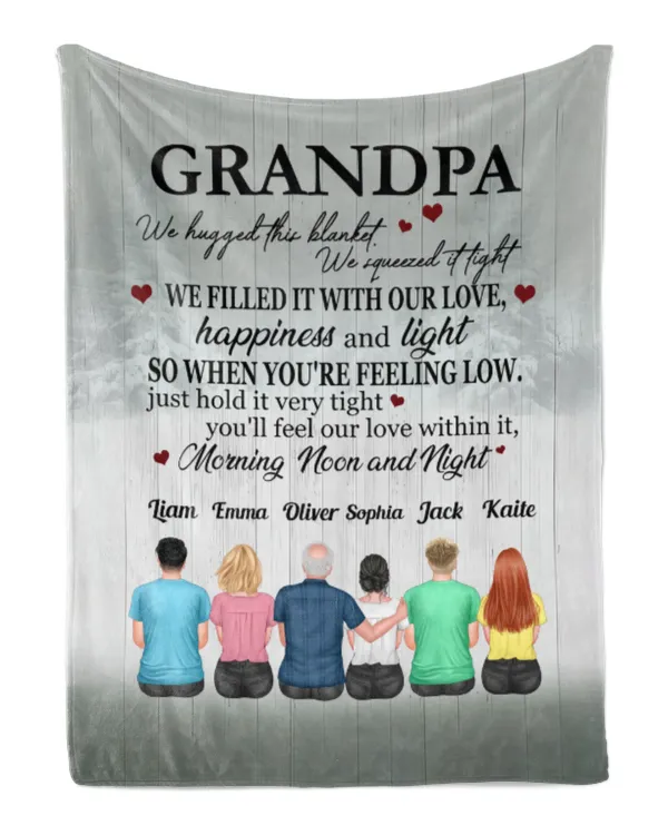 We Hugged This Blanket - Personalized Blanket, Gifts For Grandpa, Gifts Idea For Grandpa