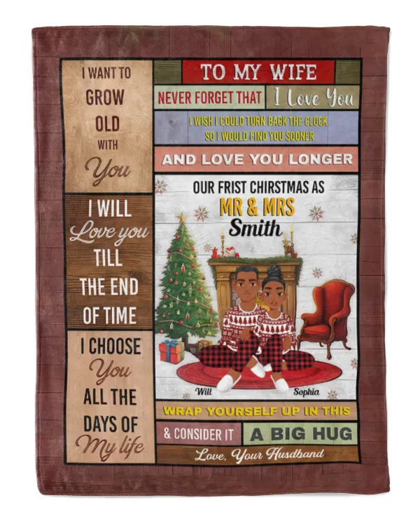 First Christmas As Mr & Mrs - Personalized Blanket, Gifts For Husband, Gifts Idea For Husband