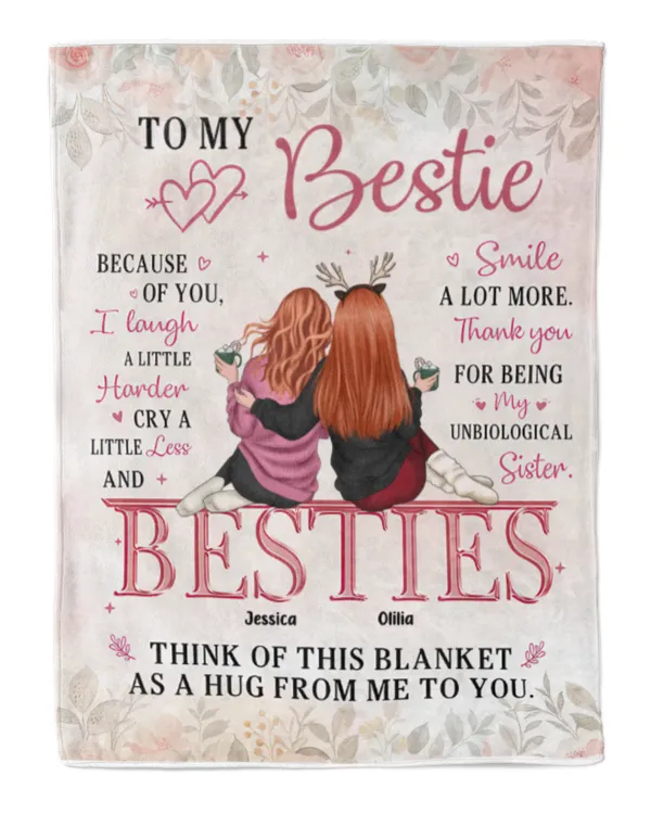 My Unbiological Sister Think Of This Blanket As A Hug - Personalized Blanket, Gifts For Sister, Gifts Idea For Sister