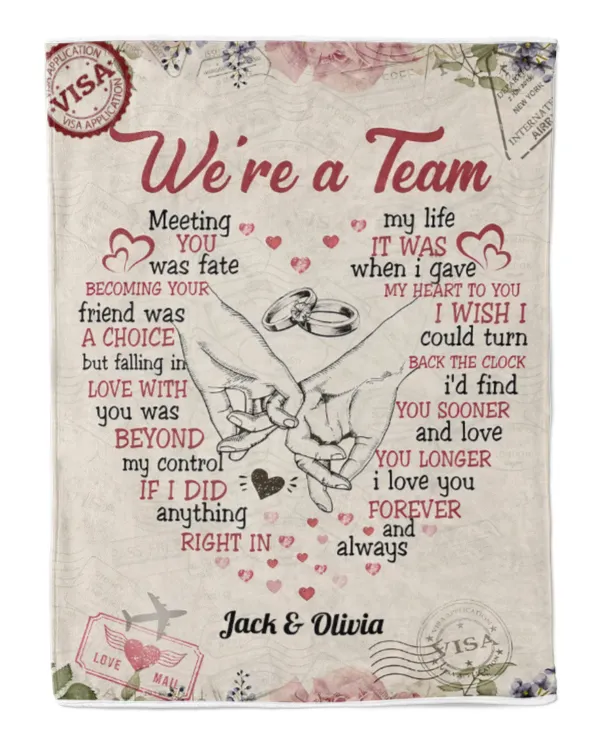 We're A Team - Personalized Blanket - Christmas, Loving Gift For Husband, Wife, Family, Senior Couple, Gift For Boyfriend, Gift Idea For Boyfriend