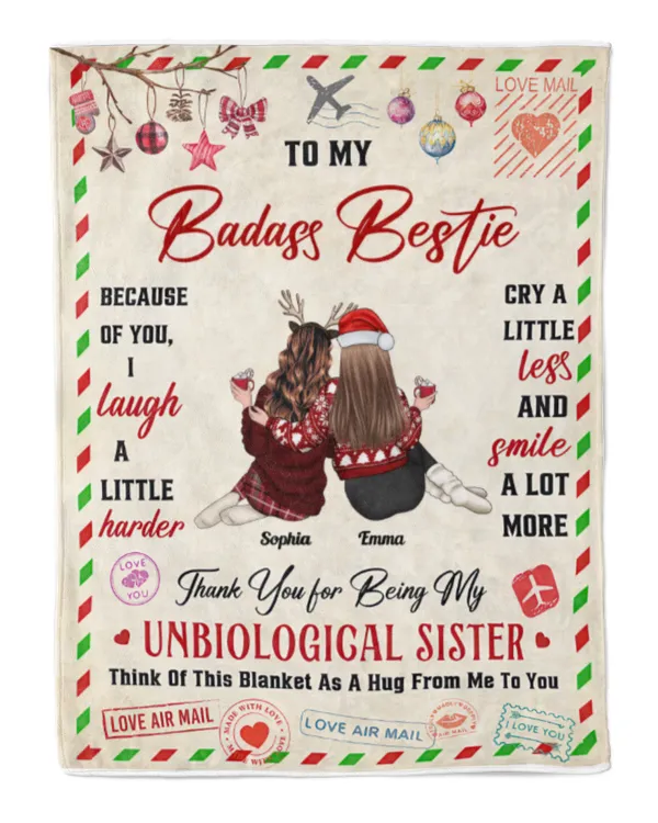 Thank You For Being My Unbiological Sister - Personalized Blanket, Gift For Sister, Gift Idea For Sister