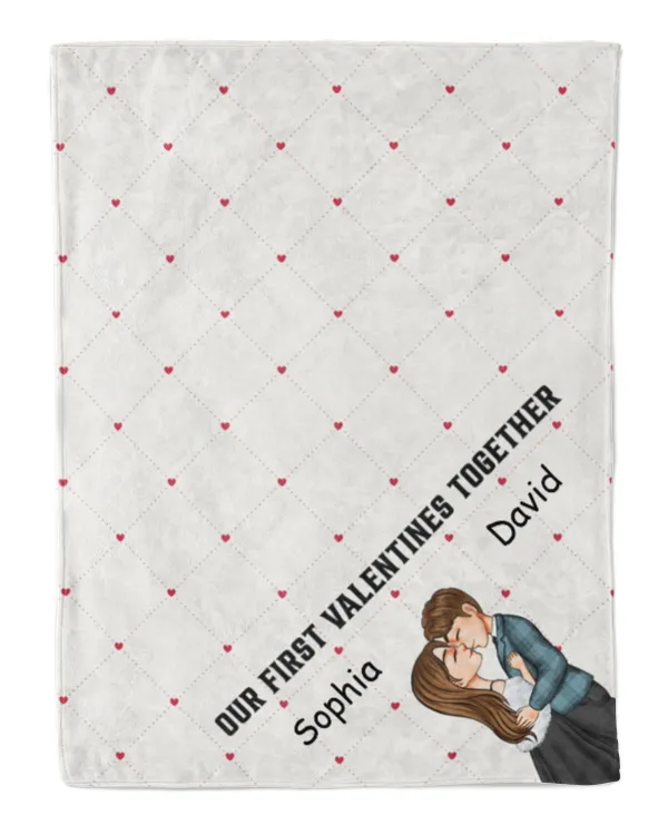 Our First Valentines Together - Personalized Couple Blanket, Gift For Boyfriend, Gift Idea For Boyfriend