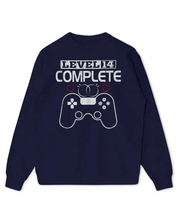 Level 14 Complete 14 Years Wedding Anniversary Video Gamer Tee - Kids Standard Sweatshirt Kids Standard Sweatshirt