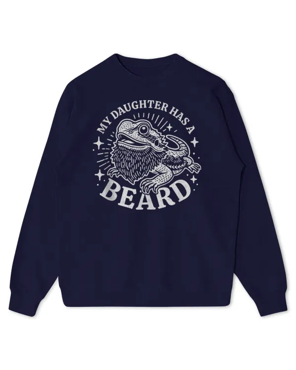 My Daughter Has A Beard - Bearded Dragon Lover Funny Retro Tee - Kids Standard Sweatshirt Kids Standard Sweatshirt