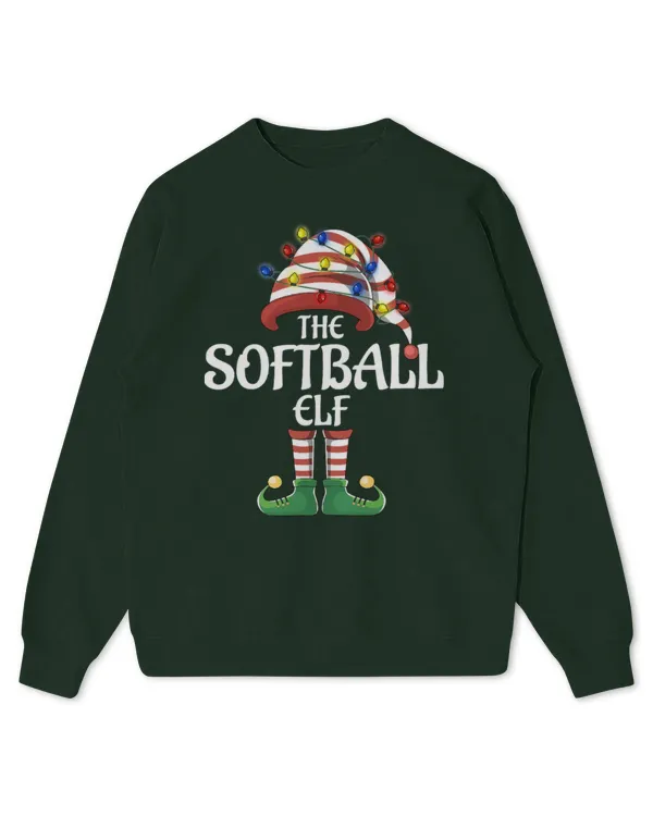 Cute Softball Elf Lights Funny Matching Family Christmas Party Pa 09 - Kids Standard Sweatshirt Kids Standard Sweatshirt