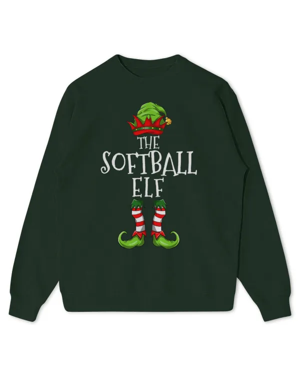 Cute Softball Elf Matching Family Group Christmas Party Pajama 1 - Kids Standard Sweatshirt Kids Standard Sweatshirt
