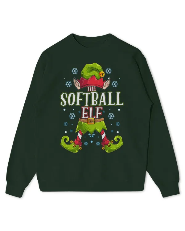Cute Softball Elf Matching Family Group Christmas Party - Kids Standard Sweatshirt Kids Standard Sweatshirt
