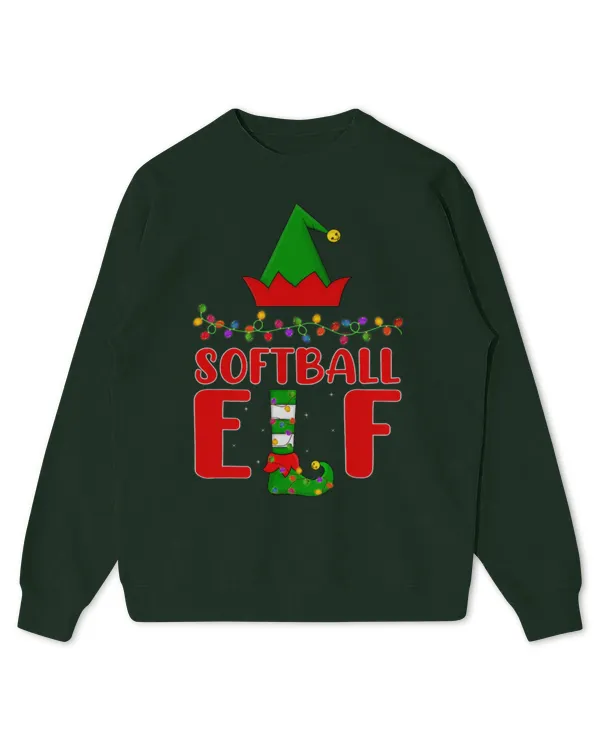 Cute Softball Elf Matching Family Lighting Christmas - Kids Standard Sweatshirt Kids Standard Sweatshirt