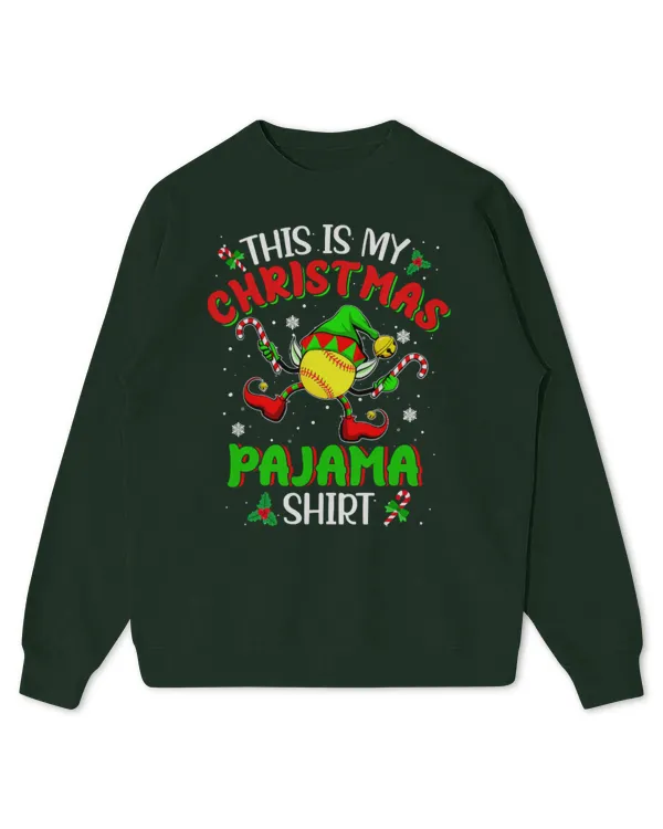 Cute Softball Elf Men Women This Is My Christmas Pajama Xmas 102 - Kids Standard Sweatshirt Kids Standard Sweatshirt