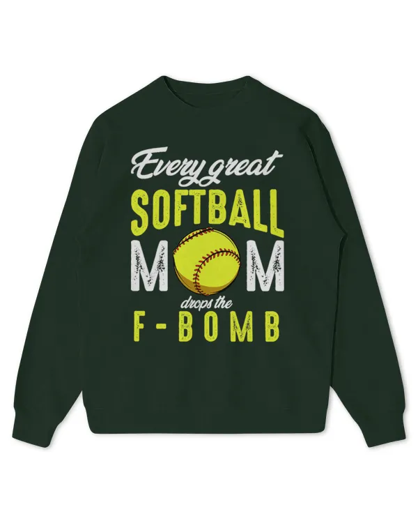 Cute Softball Every Great Softball Mom Drops The FBomb Funny - Kids Standard Sweatshirt Kids Standard Sweatshirt