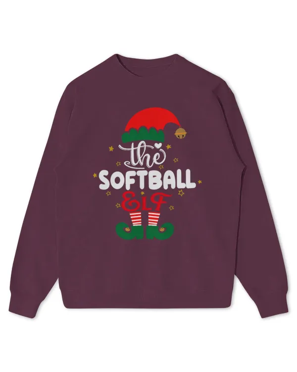 Cute Softball Elf family Matching Group Christmas Pajama Funny - Kids Standard Sweatshirt Kids Standard Sweatshirt
