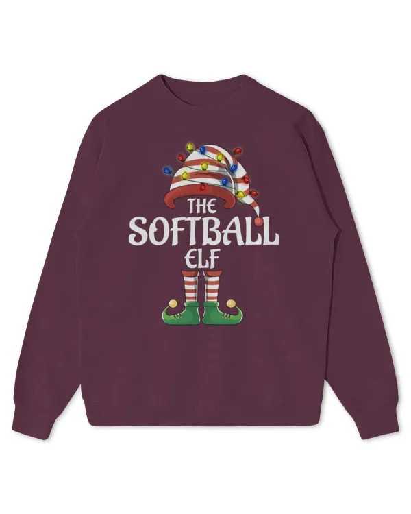 Cute Softball Elf Lights Funny Matching Family Christmas Party Pa 09 - Kids Standard Sweatshirt Kids Standard Sweatshirt