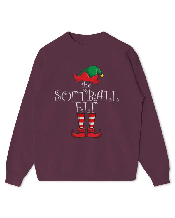 Cute Softball Elf Matching Family Christmas Pajama Softball Elf - Kids Standard Sweatshirt Kids Standard Sweatshirt