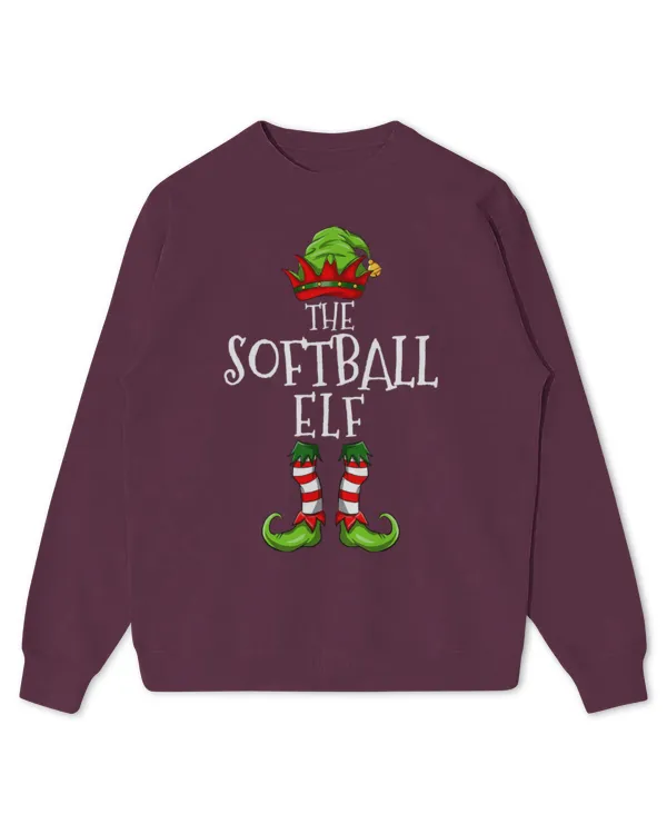 Cute Softball Elf Matching Family Group Christmas Party Pajama 1 - Kids Standard Sweatshirt Kids Standard Sweatshirt