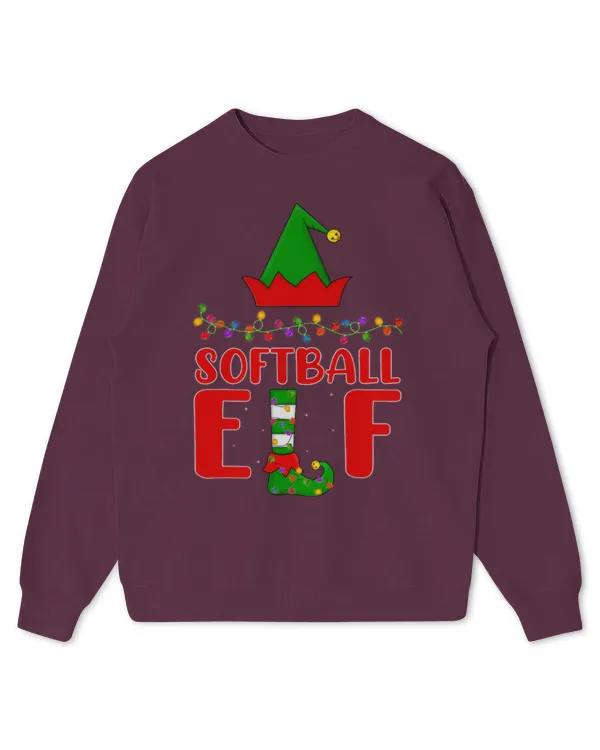 Cute Softball Elf Matching Family Lighting Christmas - Kids Standard Sweatshirt Kids Standard Sweatshirt