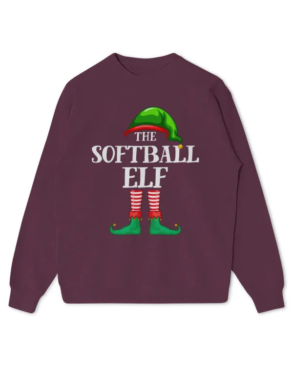 Cute Softball Elf Matching Family Group Christmas Party Pajama 2 - Kids Standard Sweatshirt Kids Standard Sweatshirt