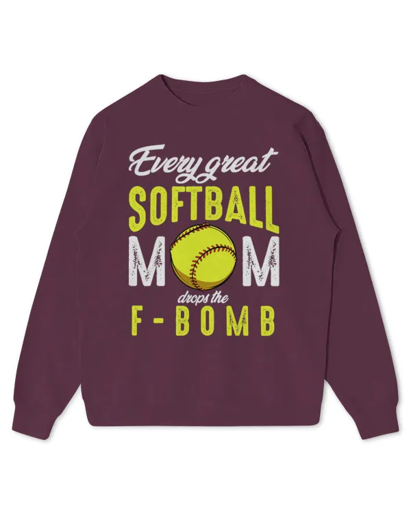 Cute Softball Every Great Softball Mom Drops The FBomb Funny - Kids Standard Sweatshirt Kids Standard Sweatshirt