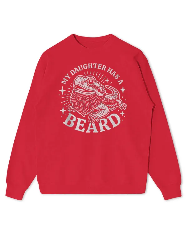 My Daughter Has A Beard - Bearded Dragon Lover Funny Retro Tee - Kids Standard Sweatshirt Kids Standard Sweatshirt