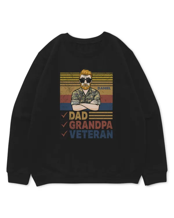 Dad, Grandpa, Veteran - Gift For 4th Of July - Personalized, Gifts For Veterans Day, Gifts Idea For Veterans Day - Kids Standard Sweatshirt Kids Standard Sweatshirt