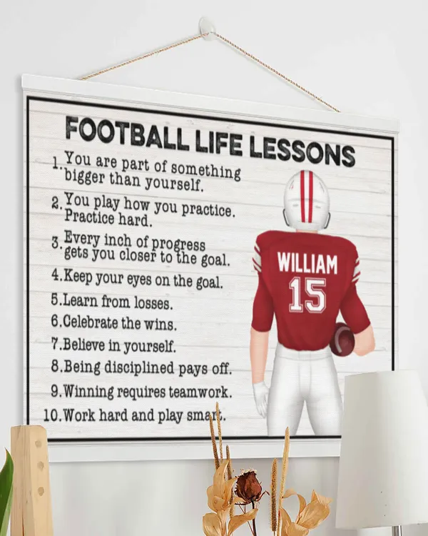 Football Life Lessons - Personalized Poster-Wrapped Canvas, Gifts For Grandson, Gifts Idea For Grandson