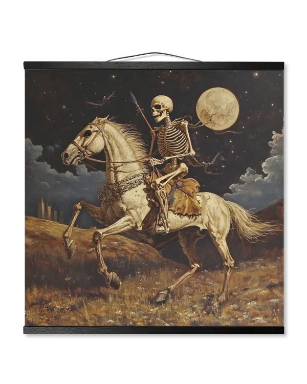 Halloween Skeleton riding a horse art, halloween art