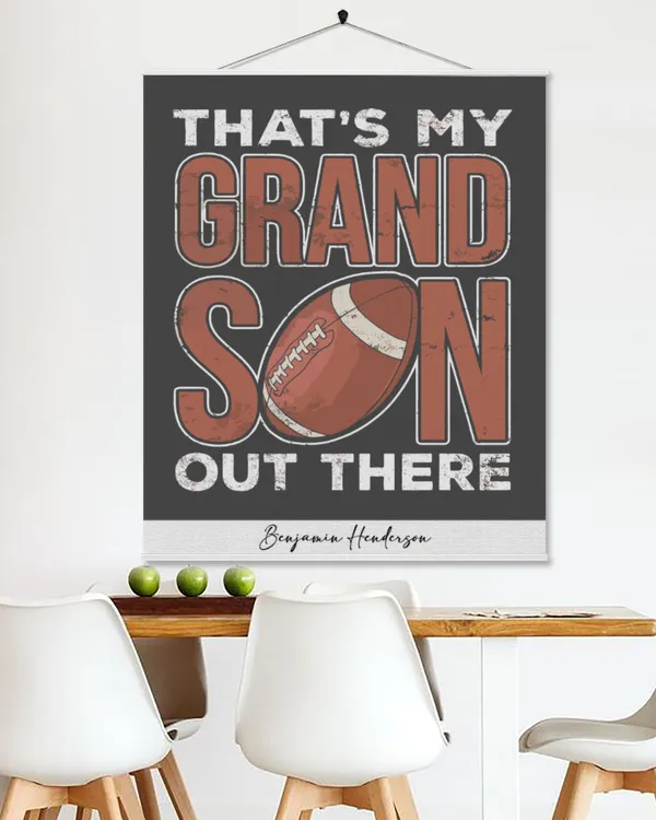 Football Grandparents Football Player Grandson Canvas, Gifts For Grandson, Gifts Idea For Grandson