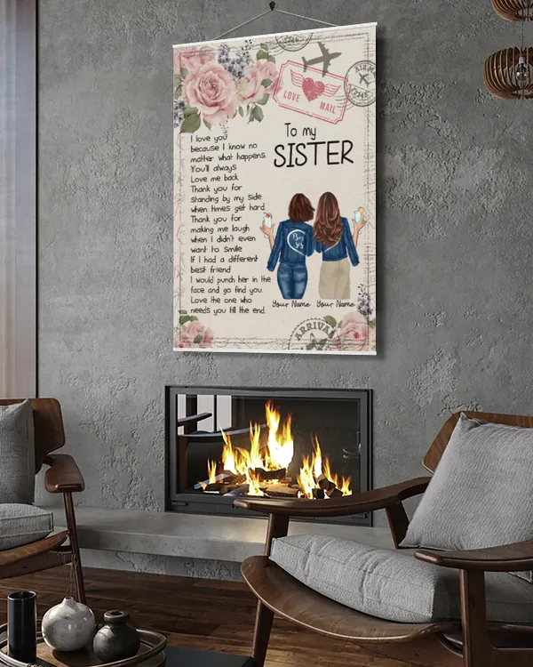 To My Bestie I Love You Personalize Name Canvas & Poster, Gifts For Sister, Gifts Idea For Sister
