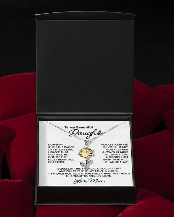 Custom Name Mom - To My Beautiful Daughter Sunflower Pendant Necklace