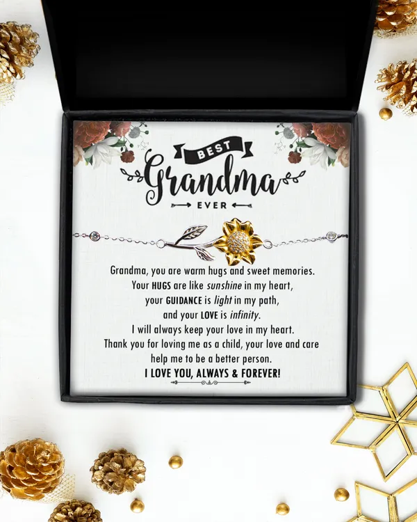 Grandma Gift, Grandma Sunflower Bracelet, Grandmother's Bracelet Gift on Birthday, Best Grandma Ever Jewelry.