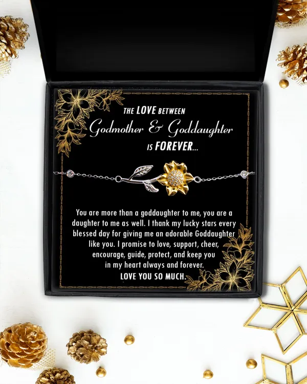 Godmother And Goddaughter Sunflower Bracelet, Gift for Goddaughter, Jewelry for Goddaughter Birthday, Gift from Godmother