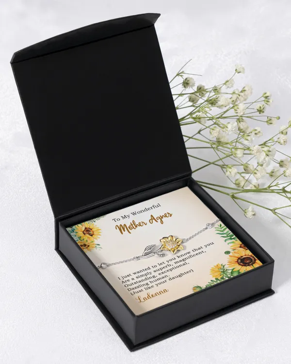 Personal Mother's Name Sunflower Bracelet, Happy Mother's Day, Mother's Day Gift, Gift For Mom.