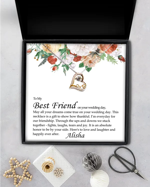 Personalized To My Best Friend On Her Wedding Day, Bride Gift From Maid of Honor, Best Friend Gift to Bride, Best Friend to Bride Necklace, Wedding Gif