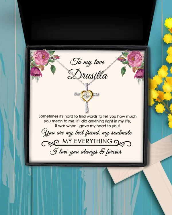 To My Love Happy Anniversary - My Everything Message Card Necklace Love Gift, Anniversary Gift. [Custom Your Girl's Name]