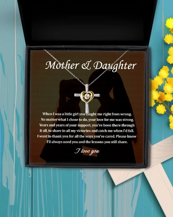 Mom Gift From Children, Cross Dancing Necklace, Mother & Daughter, Mom Gifts From Daughter