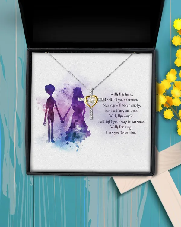 Cross Dancing Necklace Romantic Gift, With This Hand, I'll Lift Your Sorrows. Best Jewelry For Girlfriend, Creative Birthday Gift.