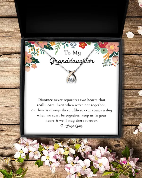 Personalized Name, Wishbone Dancing Necklace Gift, Birthday Gifts From Grandmother Or Grandfather To Granddaughter Presentt