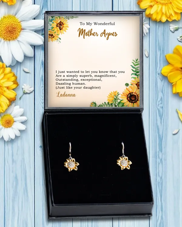 Personal Mother's Name Sunflower Earrings, Happy Mother's Day, Mother's Day Gift, Gift For Mom