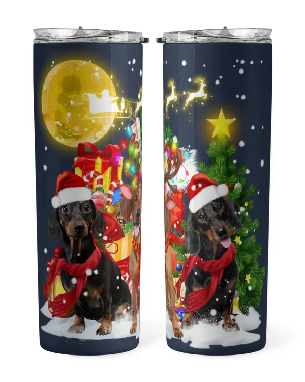 Merry Christmas Dogs Skinny Tumbler