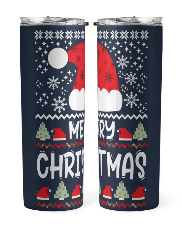 Merry Christmas Santa Hat Skinny Tumbler